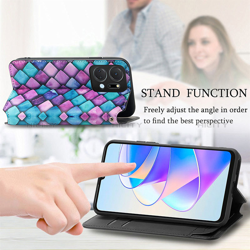 Funda de Cuero Cartera con Soporte Patron de Moda Carcasa S02D para Huawei Honor X7a