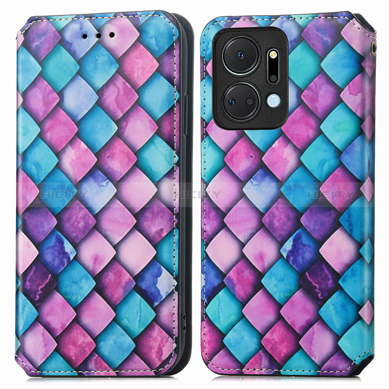 Funda de Cuero Cartera con Soporte Patron de Moda Carcasa S02D para Huawei Honor X7a