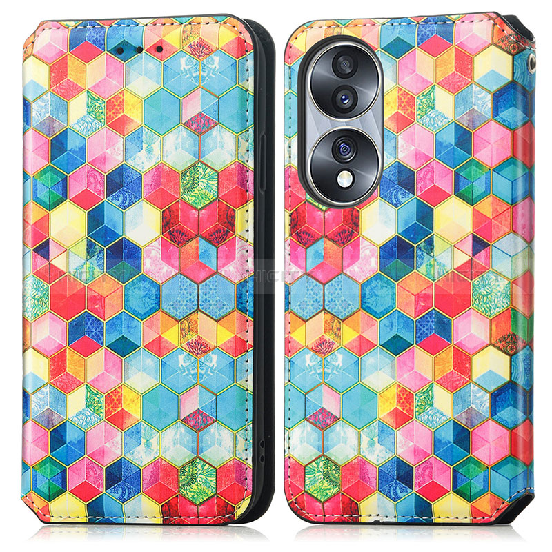 Funda de Cuero Cartera con Soporte Patron de Moda Carcasa S02D para Huawei Honor X7b