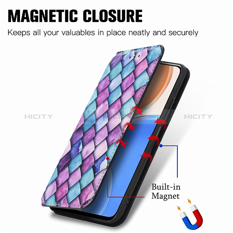 Funda de Cuero Cartera con Soporte Patron de Moda Carcasa S02D para Huawei Honor X8 4G