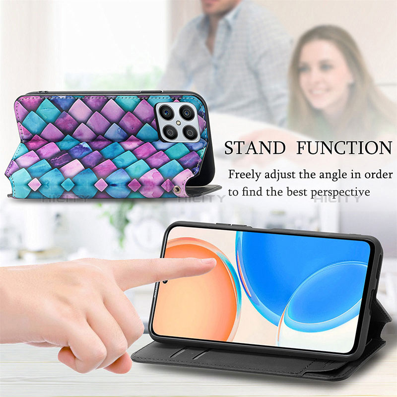 Funda de Cuero Cartera con Soporte Patron de Moda Carcasa S02D para Huawei Honor X8 4G