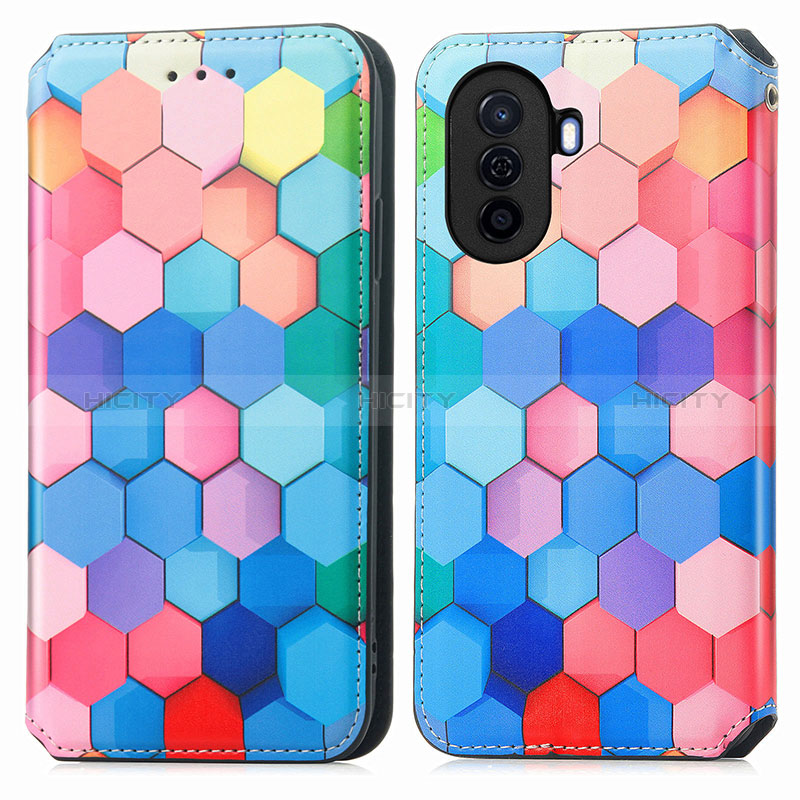 Funda de Cuero Cartera con Soporte Patron de Moda Carcasa S02D para Huawei Nova Y70