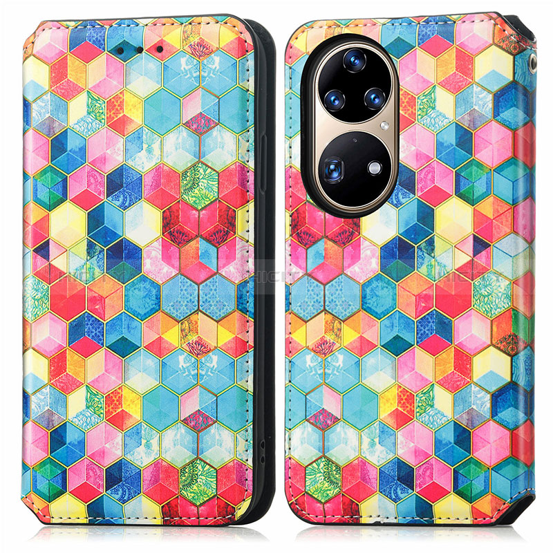 Funda de Cuero Cartera con Soporte Patron de Moda Carcasa S02D para Huawei P50