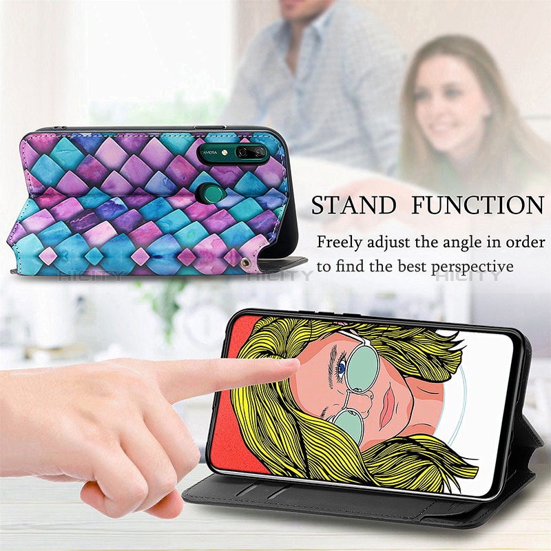 Funda de Cuero Cartera con Soporte Patron de Moda Carcasa S02D para Huawei Y9 Prime (2019)