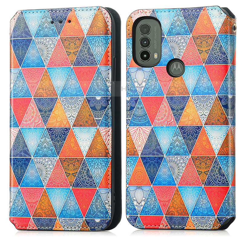 Funda de Cuero Cartera con Soporte Patron de Moda Carcasa S02D para Motorola Moto E20