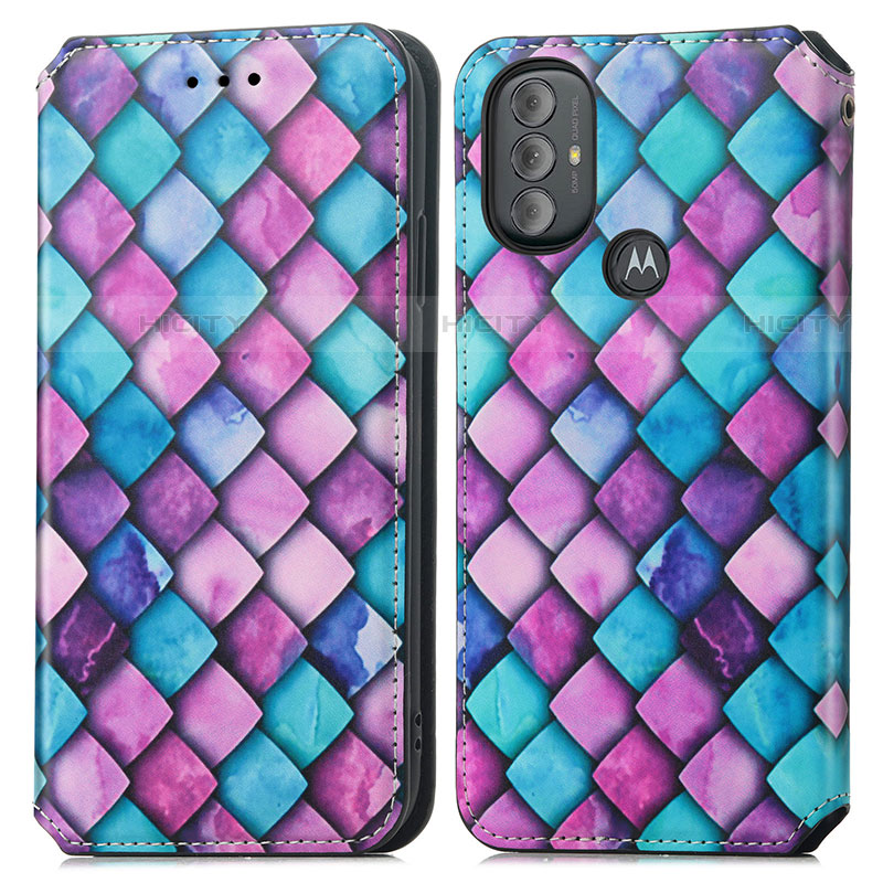 Funda de Cuero Cartera con Soporte Patron de Moda Carcasa S02D para Motorola Moto G Power (2022) Morado