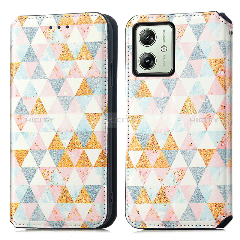 Funda de Cuero Cartera con Soporte Patron de Moda Carcasa S02D para Motorola Moto G54 5G Blanco