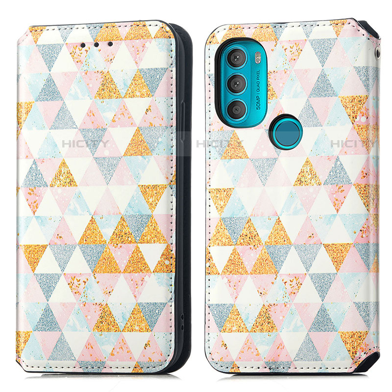 Funda de Cuero Cartera con Soporte Patron de Moda Carcasa S02D para Motorola Moto G71 5G Blanco