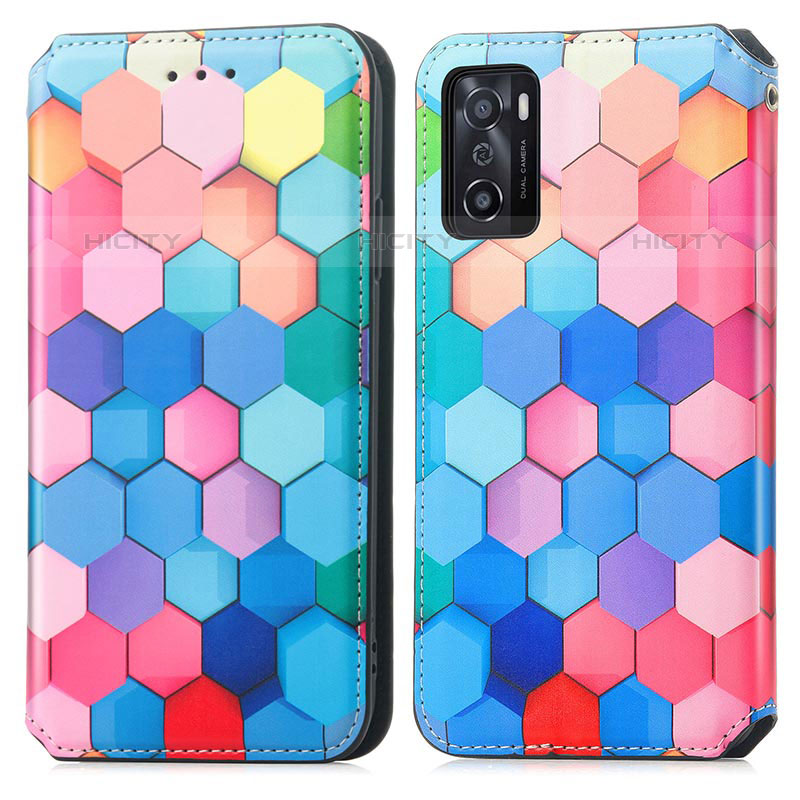 Funda de Cuero Cartera con Soporte Patron de Moda Carcasa S02D para Oppo A55S 5G