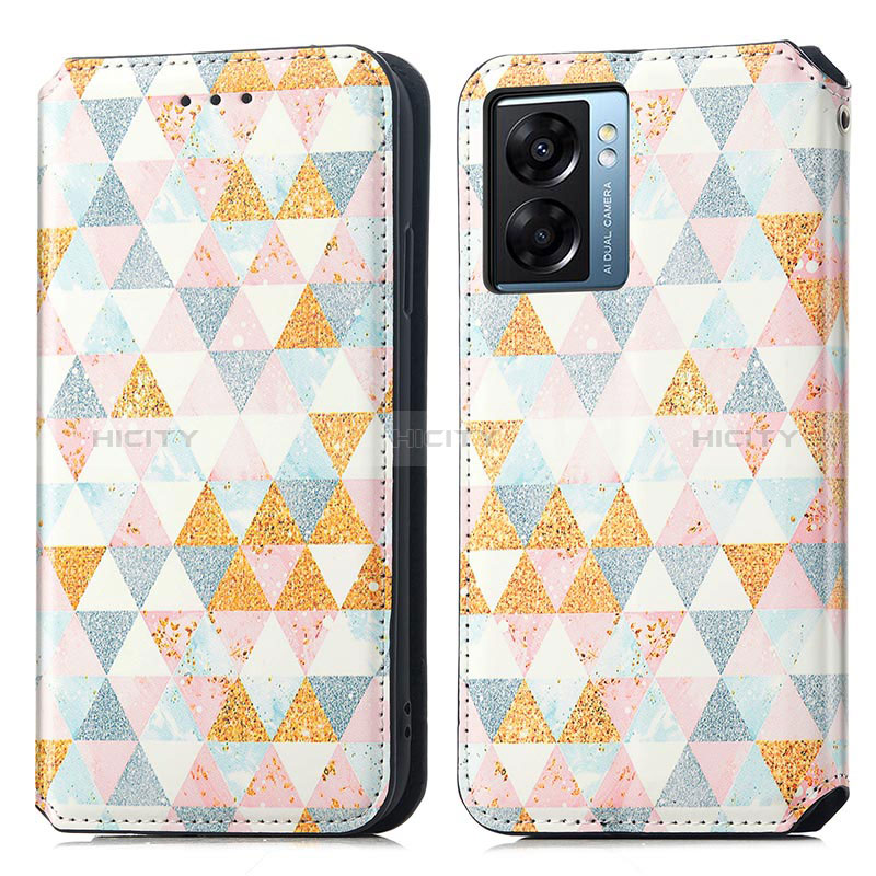 Funda de Cuero Cartera con Soporte Patron de Moda Carcasa S02D para Oppo A77 5G