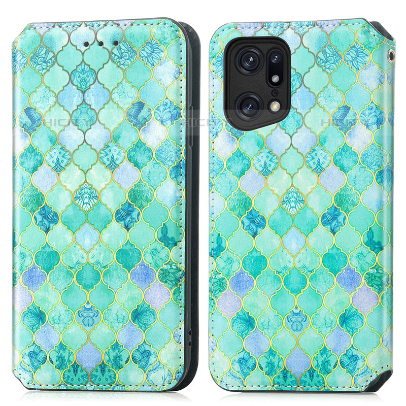 Funda de Cuero Cartera con Soporte Patron de Moda Carcasa S02D para Oppo Find X5 Pro 5G