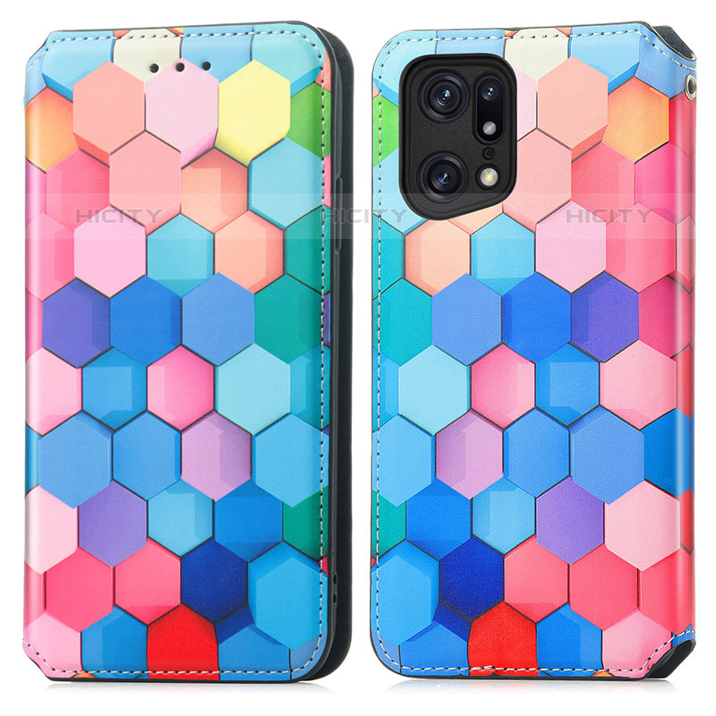 Funda de Cuero Cartera con Soporte Patron de Moda Carcasa S02D para Oppo Find X5 Pro 5G