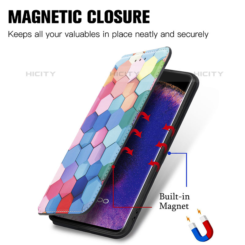 Funda de Cuero Cartera con Soporte Patron de Moda Carcasa S02D para Oppo Find X5 Pro 5G