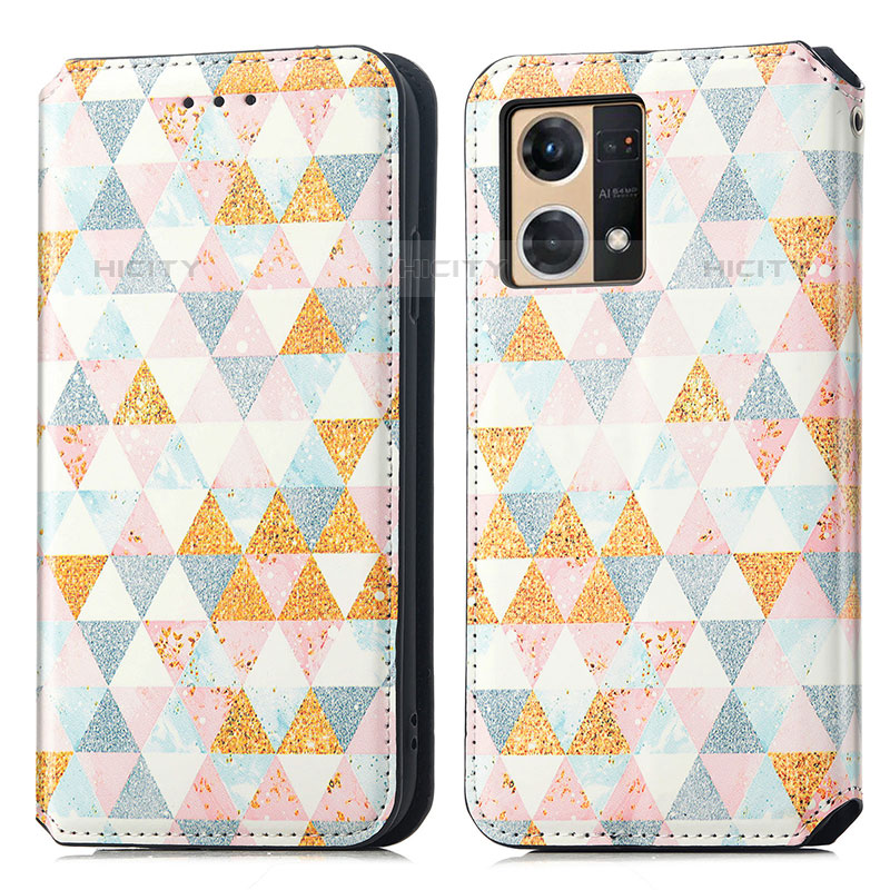 Funda de Cuero Cartera con Soporte Patron de Moda Carcasa S02D para Oppo Reno7 4G