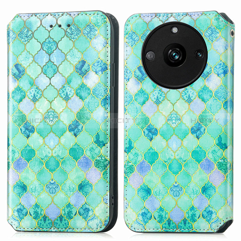 Funda de Cuero Cartera con Soporte Patron de Moda Carcasa S02D para Realme 11 Pro+ Plus 5G Verde