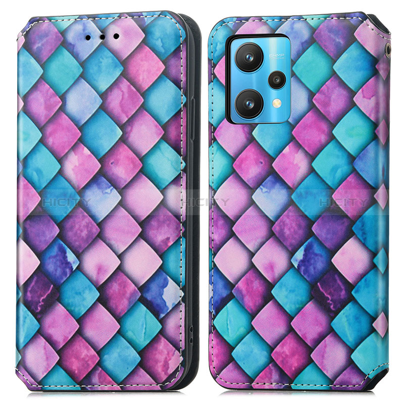 Funda de Cuero Cartera con Soporte Patron de Moda Carcasa S02D para Realme 9 Pro+ Plus 5G Morado