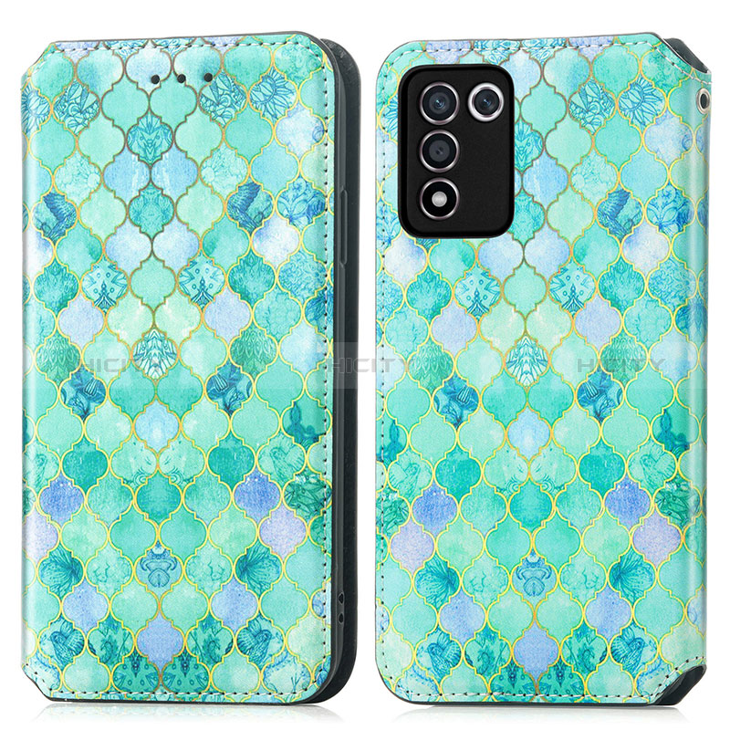 Funda de Cuero Cartera con Soporte Patron de Moda Carcasa S02D para Realme Q3t 5G