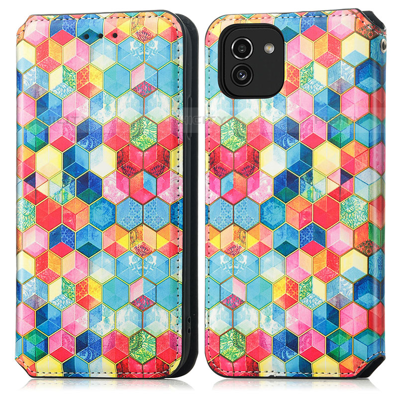 Funda de Cuero Cartera con Soporte Patron de Moda Carcasa S02D para Samsung Galaxy A03