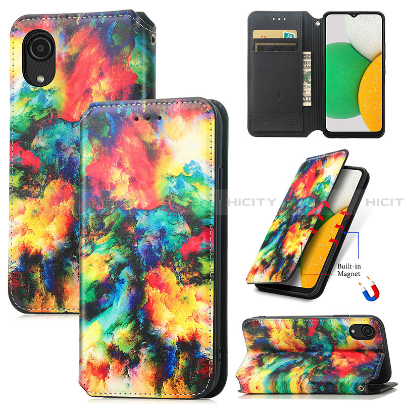 Funda de Cuero Cartera con Soporte Patron de Moda Carcasa S02D para Samsung Galaxy A03 Core