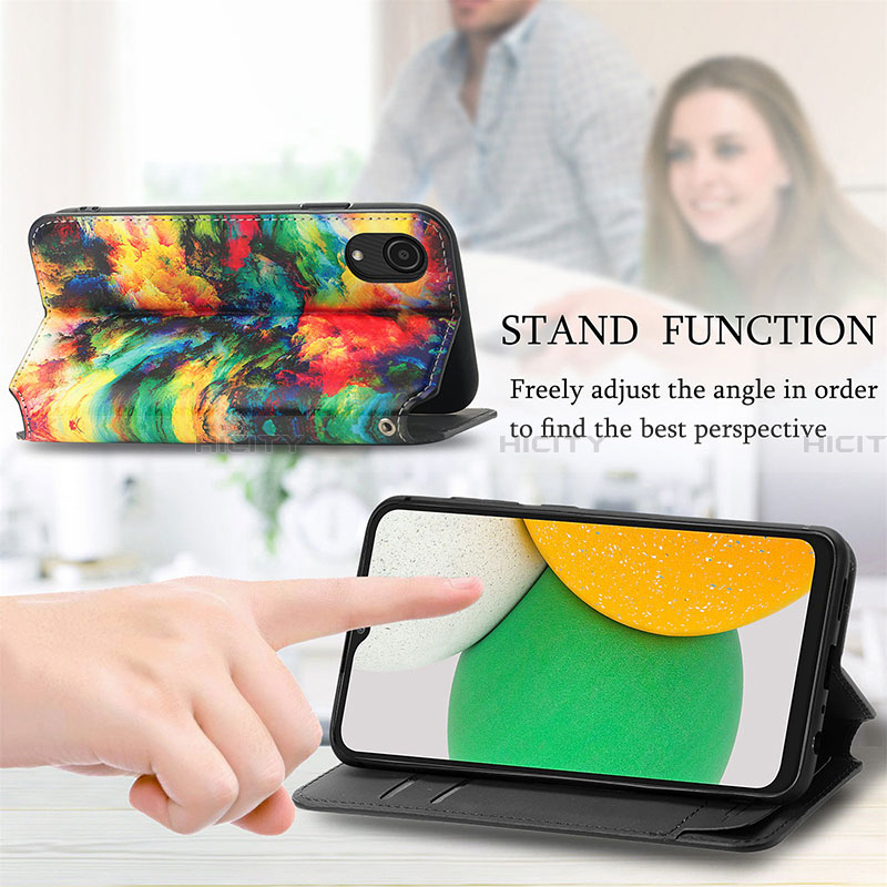 Funda de Cuero Cartera con Soporte Patron de Moda Carcasa S02D para Samsung Galaxy A03 Core