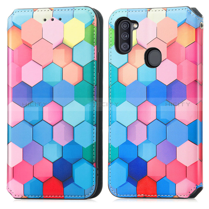 Funda de Cuero Cartera con Soporte Patron de Moda Carcasa S02D para Samsung Galaxy A11