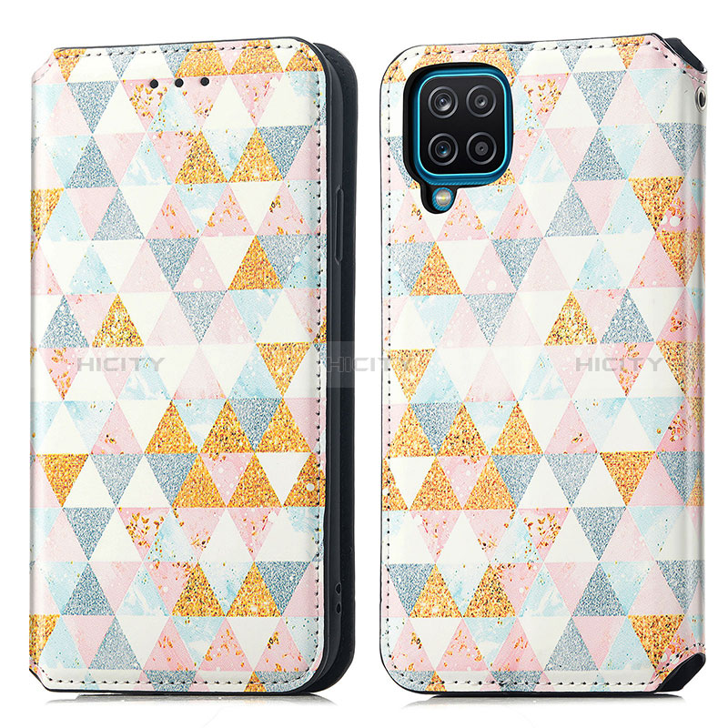 Funda de Cuero Cartera con Soporte Patron de Moda Carcasa S02D para Samsung Galaxy A12 Nacho