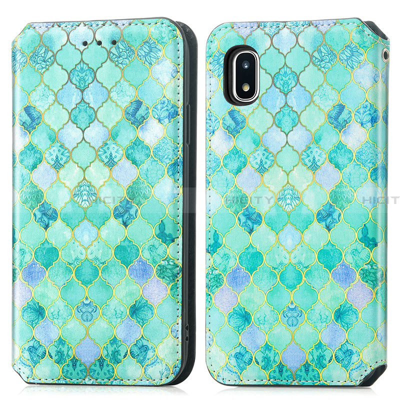 Funda de Cuero Cartera con Soporte Patron de Moda Carcasa S02D para Samsung Galaxy A20 SC-02M SCV46 Verde