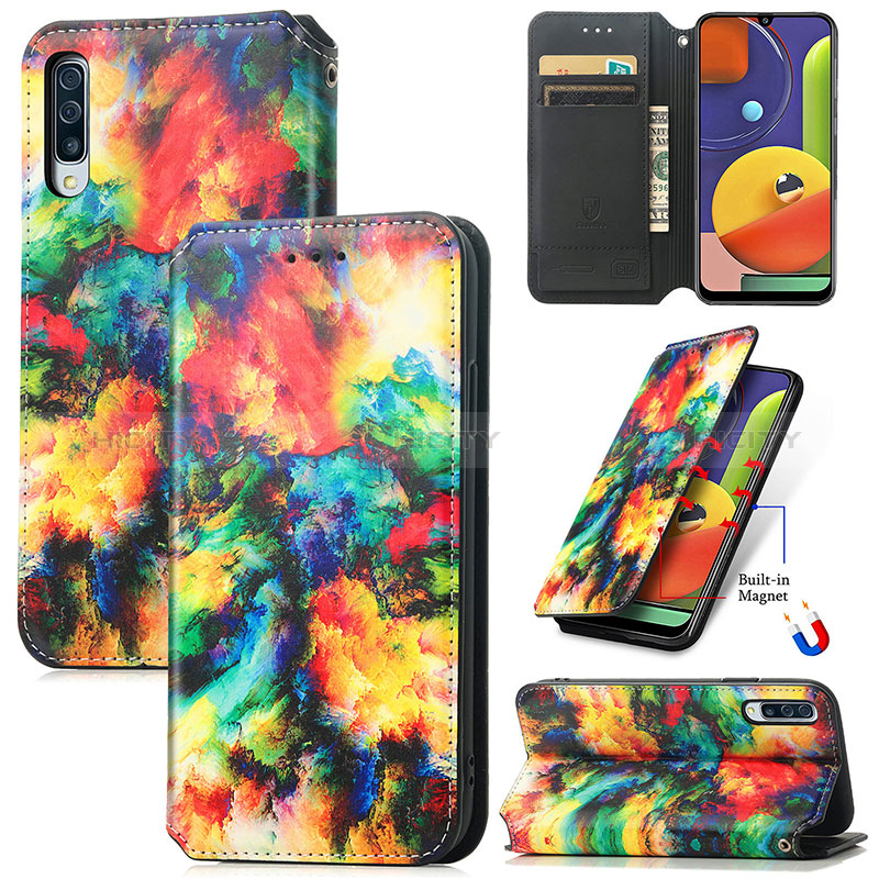 Funda de Cuero Cartera con Soporte Patron de Moda Carcasa S02D para Samsung Galaxy A30S