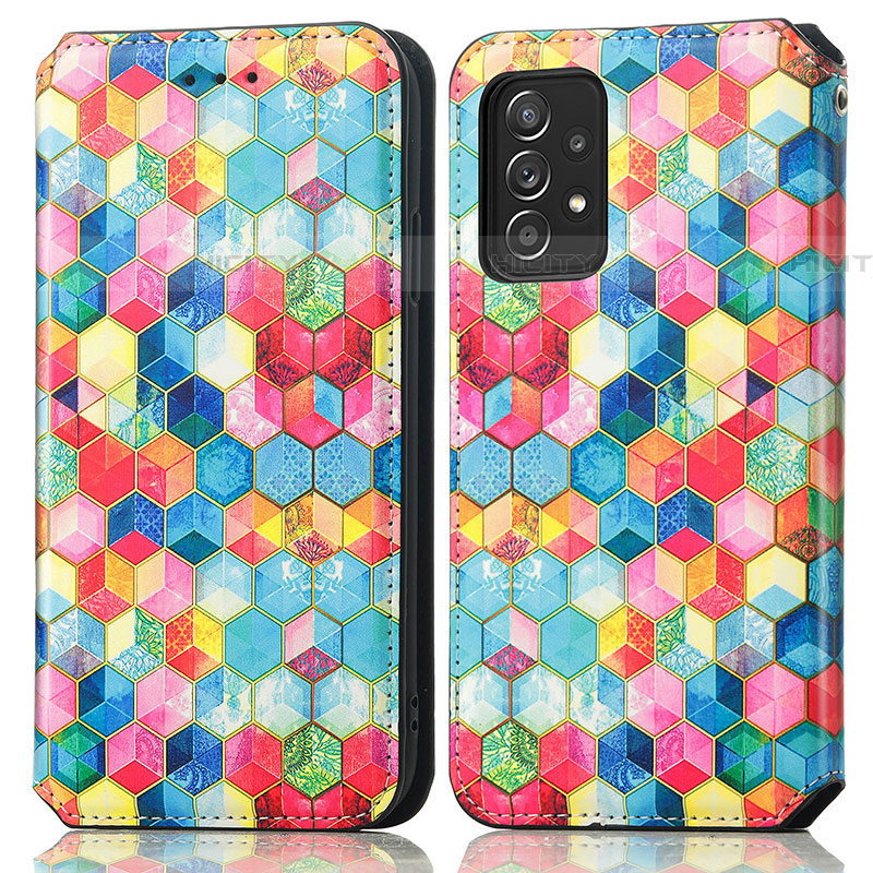 Funda de Cuero Cartera con Soporte Patron de Moda Carcasa S02D para Samsung Galaxy A52 4G Multicolor