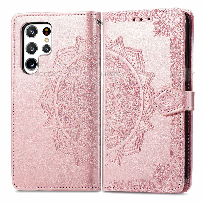 Funda de Cuero Cartera con Soporte Patron de Moda Carcasa S02D para Samsung Galaxy S22 Ultra 5G