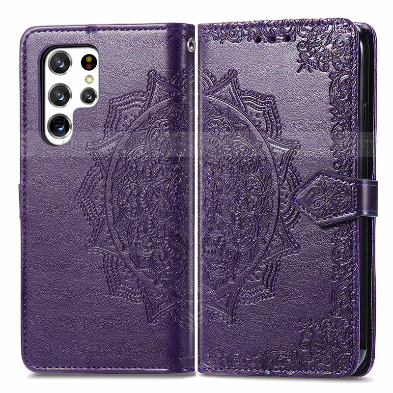 Funda de Cuero Cartera con Soporte Patron de Moda Carcasa S02D para Samsung Galaxy S22 Ultra 5G