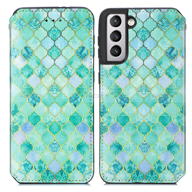 Funda de Cuero Cartera con Soporte Patron de Moda Carcasa S02D para Samsung Galaxy S24 5G Verde