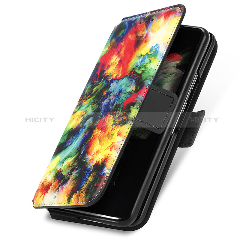 Funda de Cuero Cartera con Soporte Patron de Moda Carcasa S02D para Samsung Galaxy Z Fold3 5G