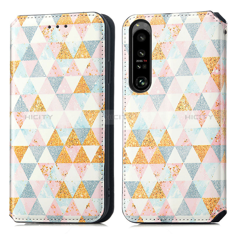 Funda de Cuero Cartera con Soporte Patron de Moda Carcasa S02D para Sony Xperia 1 IV Blanco