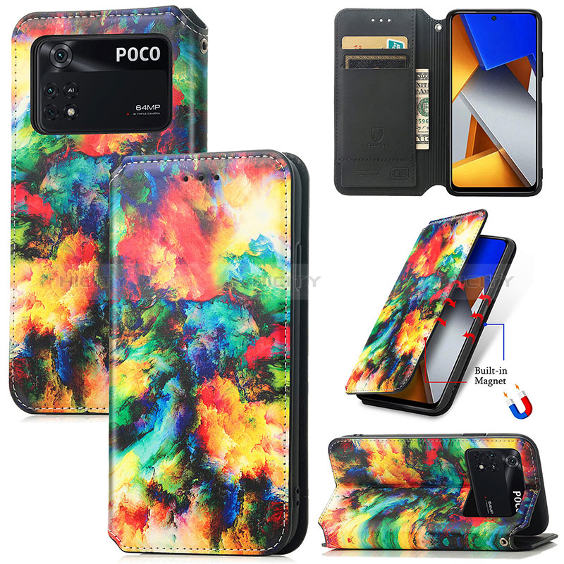 Funda de Cuero Cartera con Soporte Patron de Moda Carcasa S02D para Xiaomi Poco M4 Pro 4G