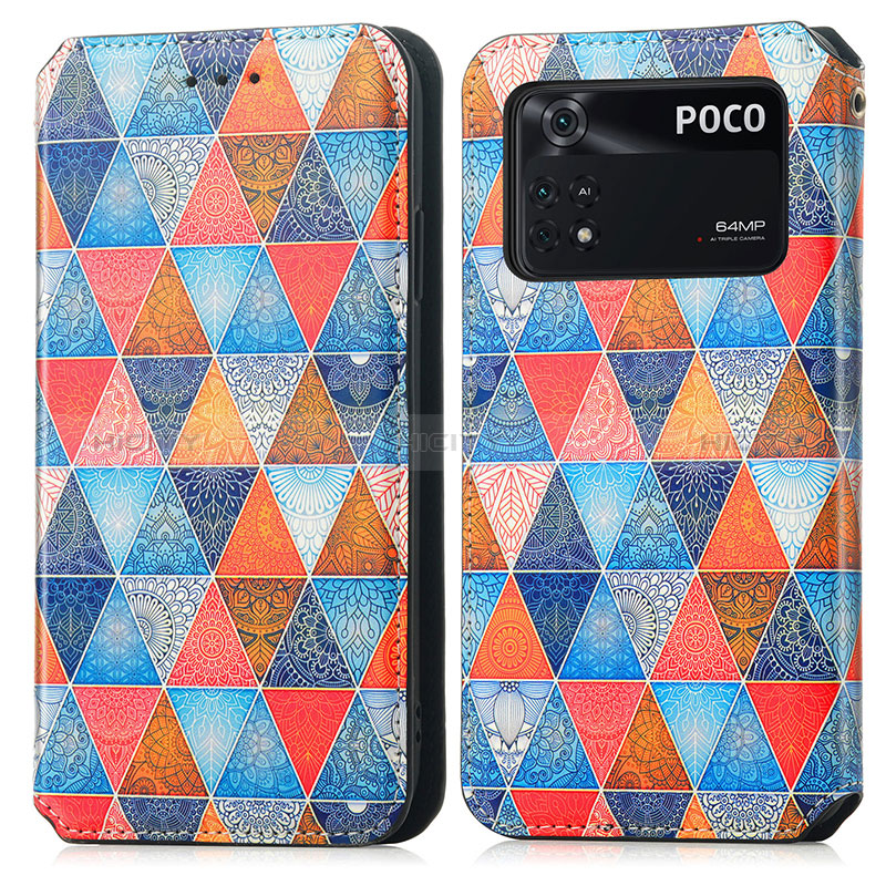 Funda de Cuero Cartera con Soporte Patron de Moda Carcasa S02D para Xiaomi Poco M4 Pro 4G