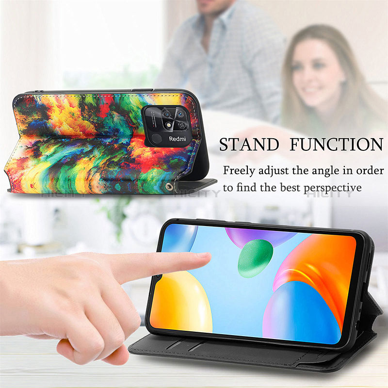 Funda de Cuero Cartera con Soporte Patron de Moda Carcasa S02D para Xiaomi Redmi 10 India