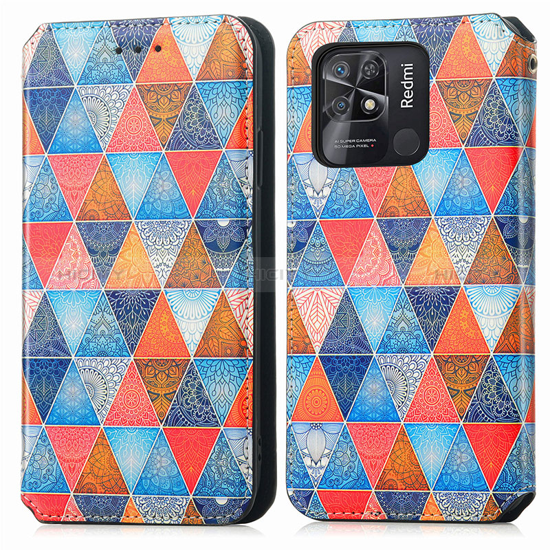 Funda de Cuero Cartera con Soporte Patron de Moda Carcasa S02D para Xiaomi Redmi 10 India