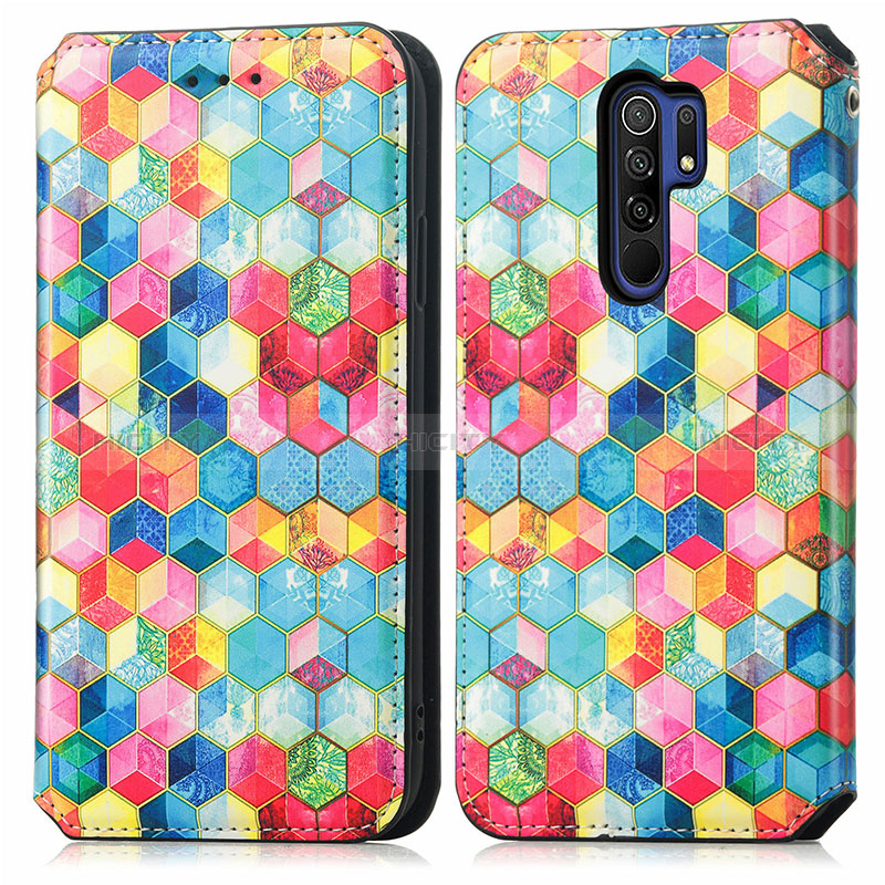 Funda de Cuero Cartera con Soporte Patron de Moda Carcasa S02D para Xiaomi Redmi 9 Prime India