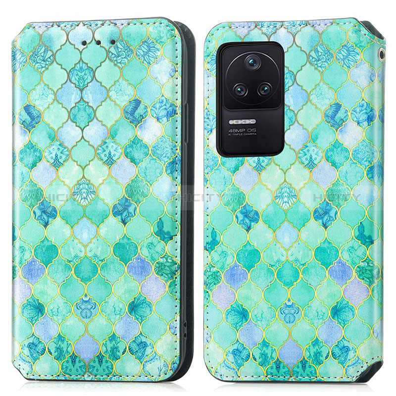 Funda de Cuero Cartera con Soporte Patron de Moda Carcasa S02D para Xiaomi Redmi K40S 5G Verde