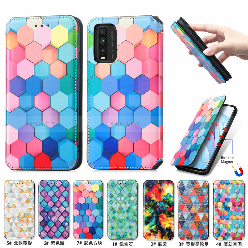 Funda de Cuero Cartera con Soporte Patron de Moda Carcasa S02D para Xiaomi Redmi Note 9 4G