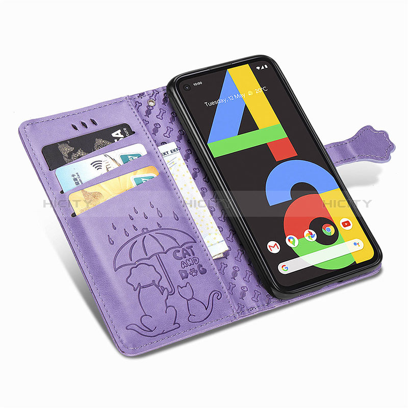 Funda de Cuero Cartera con Soporte Patron de Moda Carcasa S03D para Google Pixel 4a