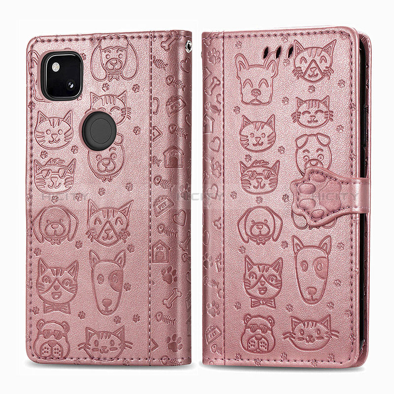 Funda de Cuero Cartera con Soporte Patron de Moda Carcasa S03D para Google Pixel 4a