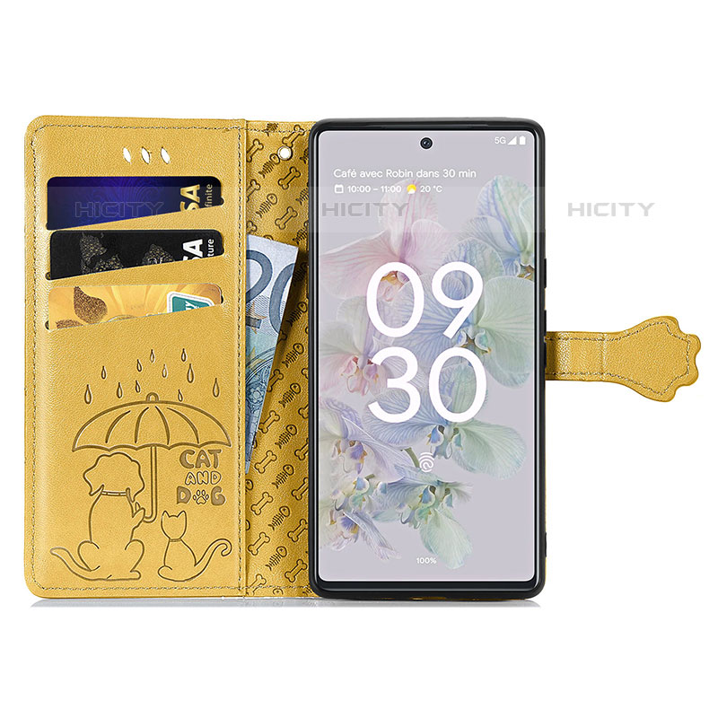 Funda de Cuero Cartera con Soporte Patron de Moda Carcasa S03D para Google Pixel 6a 5G