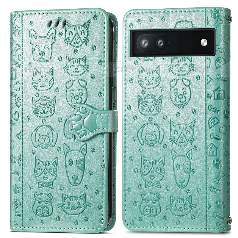 Funda de Cuero Cartera con Soporte Patron de Moda Carcasa S03D para Google Pixel 6a 5G