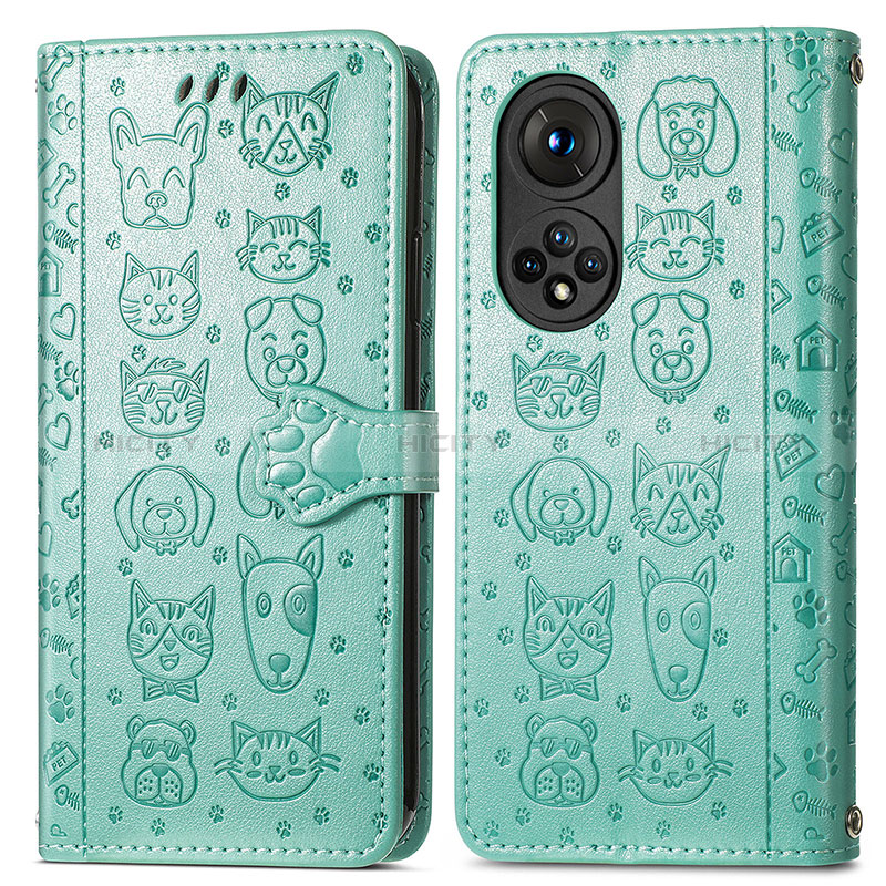 Funda de Cuero Cartera con Soporte Patron de Moda Carcasa S03D para Huawei Honor 50 5G Verde