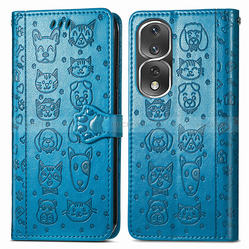 Funda de Cuero Cartera con Soporte Patron de Moda Carcasa S03D para Huawei Honor 80 Pro Flat 5G Azul