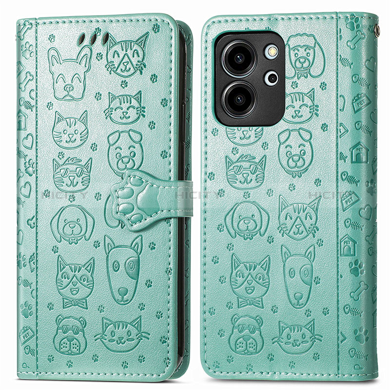 Funda de Cuero Cartera con Soporte Patron de Moda Carcasa S03D para Huawei Honor 80 SE 5G Verde