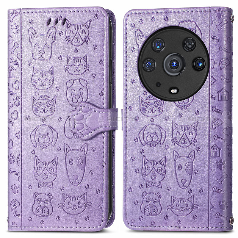 Funda de Cuero Cartera con Soporte Patron de Moda Carcasa S03D para Huawei Honor Magic3 Pro 5G Morado