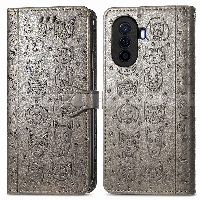 Funda de Cuero Cartera con Soporte Patron de Moda Carcasa S03D para Huawei Nova Y71 Gris